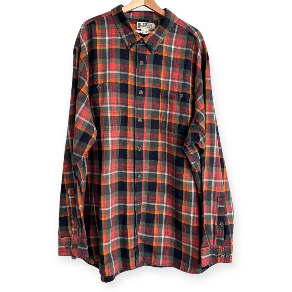 Duluth Trading Co Orange Free Swingin' Flannel Relaxed Fit Shirt Men's Size 3XLT